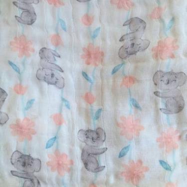 Imagem de Fralda Pano de Ombro Bebe Com Bainha 100% algodão Camada Dupla Enxoval Maternidade Kit 3 Unidades (Coala Rosa)