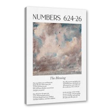 Imagem de Scripture Psalm Collection Monet Van Gogh Famosa pintura em aquarela impressa versículo bíblico pôster em tela decoração de parede de casa cristã (SKU14,40.6x50.8 cm = (40x50cm), emoldurado (tela