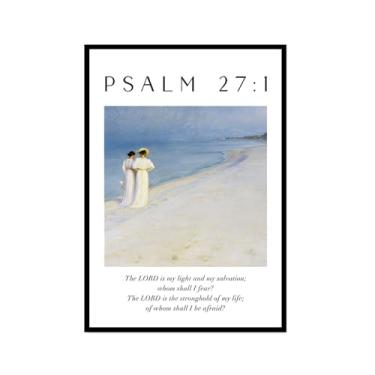 Imagem de Scripture Psalm Collection Monet Van Gogh Famosa pintura em aquarela impressa versículo bíblico pôster em tela decoração de parede de casa cristã (SKU18,12x45,7 cm = (30 x 45 cm), moldura preta para