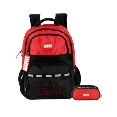 Imagem de Kit Marvel Avengers Mochila De Costas + Estojo Triplo - Luxcel, Vermel