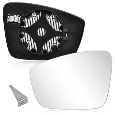 Imagem de Turvysen Vidro do espelho lateral do motorista compatível com Volkswagen Jetta 2011-2018, VW Beetle 2012-2016, VW Passat 2012-2015, substituição do espelho aquecido convexo esquerdo com placa traseira