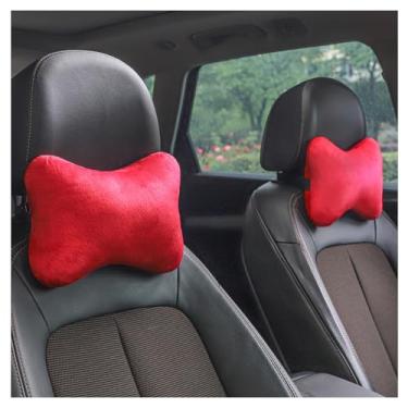 Imagem de SPXMQSS Travesseiro de pescoço para viagem almofada de apoio de pescoço macia travesseiro de encosto de cabeça de carro travesseiro cervical apoio de cabeça de carro almofadas grossas vermelho 2 peças