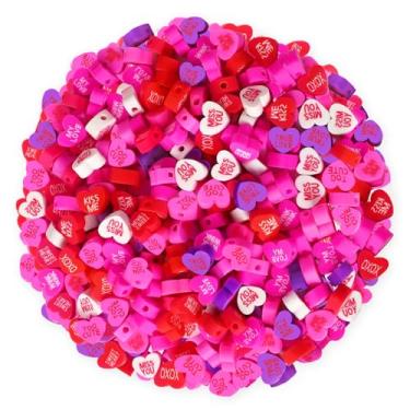 Imagem de Augshy 300 contas de dia dos namorados para fazer joias, contas de argila de polímero para conversa, coração, espaçador, miçanga de argila para pulseira, colar, brincos, artesanato