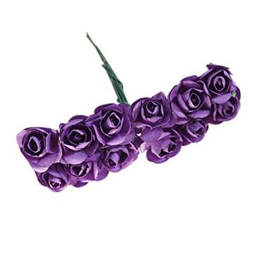 Imagem de 12 Unidades Ramo Flores de Papel Artificiais Rosas Falsas para Carro Casamento Caixa Doces DIY Corona Decoração Artesanal Festa Casa Arranjos Bouquets