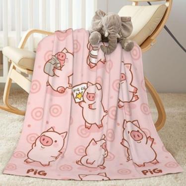 Imagem de Perinsto Manta rosa de porcos fofos, ultramacio, quente para todas as estações, cobertores de lã decorativos para cama, cadeira, carro, sofá, quarto, 127 x 101 cm