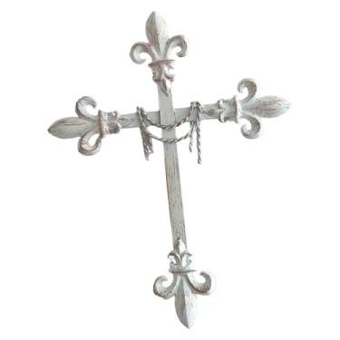 Imagem de rockible Cruz de metal decorativa para parede, ornamento para pendurar, arte de parede para decoração de casa, quarto e outros ambientes.