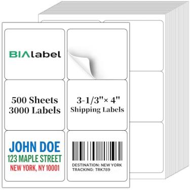 Imagem de 3000 etiquetas de código de barras para impressoras a laser e jato de tinta, 500 folhas, branco, adesivo permanente BIAlabel