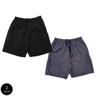Imagem de Kit 2 Shorts Black Bear Bermudas Básicas Tactel Liso Lisa Masculina Casual-Masculino