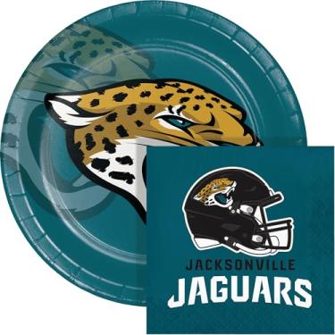 Imagem de Trendware Jacksonville Jaguars Kit de prato de papel e guardanapo para festa, 72 unidades