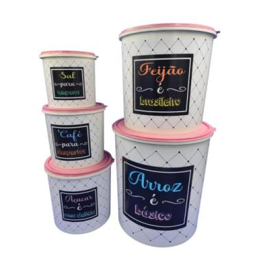 Imagem de Kit Conjunto De Potes Mantimentos 5 Potes Empilháveis - Ref 101 - baby