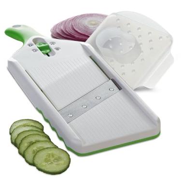 Imagem de Fatiador Manual Ajustável Mandoline Linha Gourmet Progressive Branco/Verde