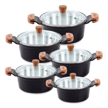 Imagem de Jogo Panelas Preto Liso Alumínio Usinado Javali Am 16 A 24