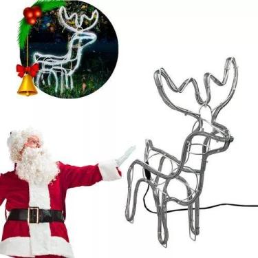 Imagem de Rena de Natal 110V/220V Armação Natalina 45x46cm Mangueira Led Ilumina