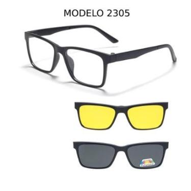 Imagem de Armação De Óculos Masculino 3 em 1 Clip On Grau Polarizada-Unissex