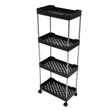 Imagem de Generic Carrinho de Armazenamento, Carrinho de Rolamento Estável e Fácil de Mover Em Aço Inoxidável PP para Banheiro (Preto)
