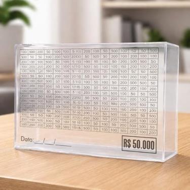 Imagem de Cofre em Acrílico Transparente Método Japonês, Capacidade 50.000 Reais, Moderno, 21,5 x 16 x 6 cm