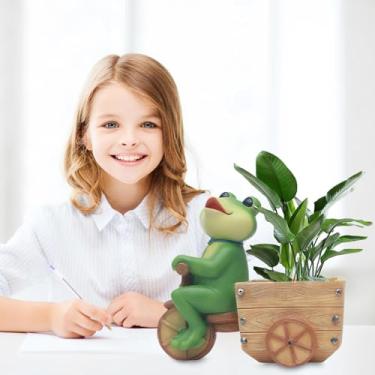 Imagem de Sapo de vaso de flores, vaso de sapo | Recipiente de plantas Vasos de bonsai Plantador de jardim de sapo | Estátua de pote suculento para decoração de jardim requintado para mesas de jantar, estantes,