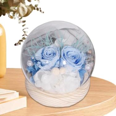 Imagem de Flores em cúpula de vidro,Flores preservadas em vidro,Flores para sempre com cúpula - Decorações românticas para meninas, esposas, amigas, decoração de mesa para férias