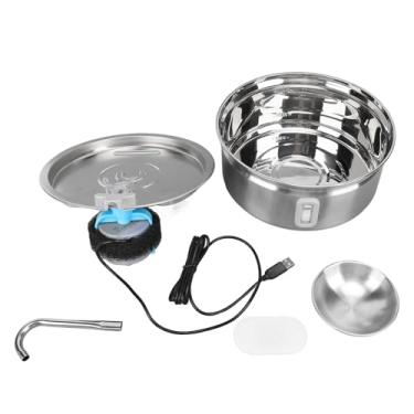 Imagem de SIWOTED Fonte de água para gatos em aço inoxidável 3,2L Circulação automática para animais de estimação Dispensador silencioso para cães Bebedouro com janela