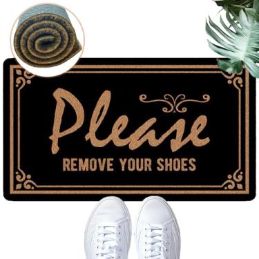 Imagem de Please Remove Your Shoes Welcome Funny Door Mat Tapete de borracha para exterior/interior capachos para entrada 76 cm x 43 cm