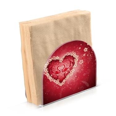 Imagem de Romântico Dia dos Namorados Flores Porta-guardanapos para decoração de cozinha de mesa Suportes de guardanapo de papel acrílico para sala de jantar interior exterior festa acessórios de férias