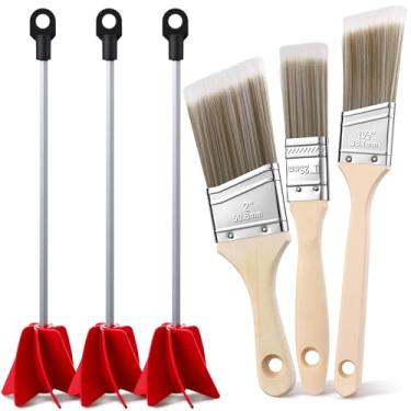 Imagem de Lanties Conjunto de 6 ferramentas de pintura com 3 misturadores de broca e 3 pincéis de tinta, agitador de hélice para misturar revestimento de resina de tinta, plano de 2,5 cm, ângulo de 3,8 cm e