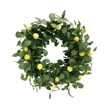 Imagem de Beigeok Guirlandas artificiais de eucalipto de 61 cm para porta da frente para decoração de primavera, verão, todas as estações, para varanda, janela, decoração de pendurar no feriado