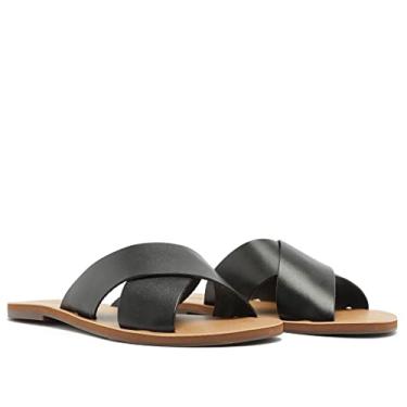 Imagem de Sandália Rasteira Anacapri Tiras Cruzadas Feminino, Preto, 34