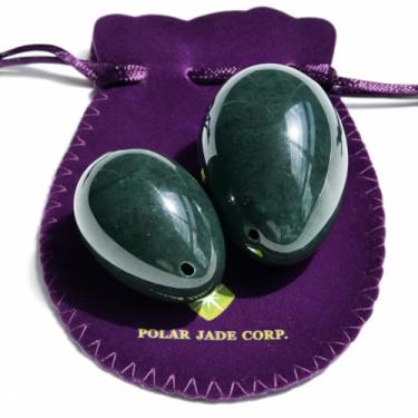 Imagem de Conjunto de 2 peças de ovos de jade Nephrite, perfurados, para usuários intermediários e avançados, médio e pequeno, 2 tamanhos, bom custo-benefício