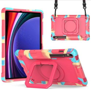 Imagem de DETUOSI Capa para Samsung Galaxy Tab S10 Lite/S10 FE/S9 FE 27.7 cm/ S9 27.9 cm, capa à prova de choque com suporte giratório de 360° e alça de ombro, capa resistente para Galaxy S10 Lite, camuflagem