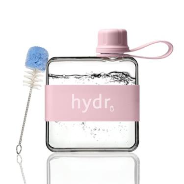 Imagem de hydr Garrafa de água plana v2 para bolsa de mão e escova de limpeza flexível | Garrafa de água de viagem fina Tritan livre de BPA de 320 ml, pequena garrafa de água para bolsa de mão (rosa)