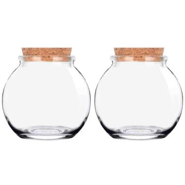 Imagem de CHALEEMANG 2 garrafas decorativas de vidro transparente de 100 ml com rolhas, garrafas decorativas para artesanato, decorações DIY