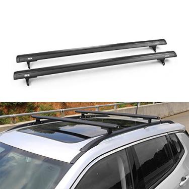Imagem de YiXi-Partswell 2 peças de rack de teto barras transversais bagageiro adequado para Jeep Compass 2011-2016 - preto