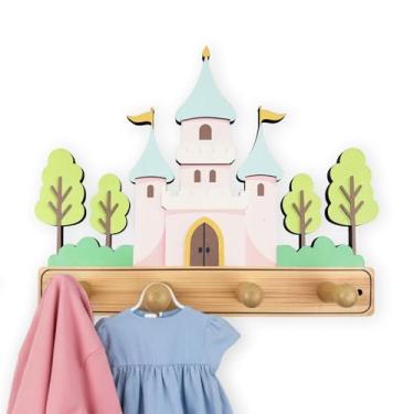 Imagem de Midrean Cabide infantil de madeira para pendurar roupas, roupão, toalhas, mochila, ganchos decorativos de parede para berçário, banheiro, entrada, quarto