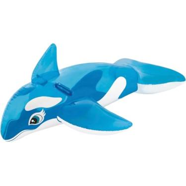 Imagem de Boia infantil Piscina Bebê Criança Verão Baleia Orca Material Reforçado Alta Flutuação Diversão Segura Premium Azul - Grande 145x80cm