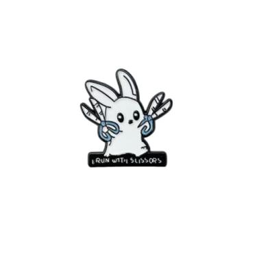Imagem de Tesoura criativa de coelho segurando tesoura broche de Páscoa para mulheres lindo coelho esmalte broche animal broches alfinetes de lapela desenho animado decoração de férias mochila jaqueta roupas