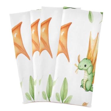 Imagem de xigua Conjunto de 4 panos de prato de cozinha fofos Baby Dragons, macios e altamente absorventes de secagem rápida para limpeza de pratos e limpeza à mão, 71 x 45 cm