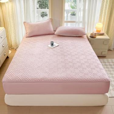Imagem de Capa protetora de colchão, 360°, ajuste completo, respirável e não irrita a pele, impermeável, lavável, à prova de poeira, para solteiro/casal/Queen/King, rosa |||120 x 200 cm/(119.9 cm x 199.9 cm)