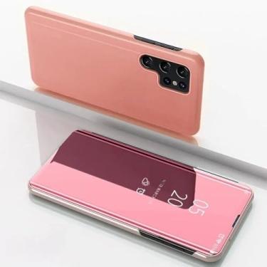Imagem de Capa flip espelhada para Samsung Galaxy S24 Ultra A55 5G A34 A52 A53 A14 A13 A15 A35 A54 Note 20 S20 S21 FE S10 Plus S22 S23, ouro rosa, para Galaxy A13 4G