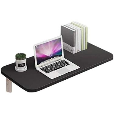 Imagem de Mesa de parede com folhas caídas para laptop, mesa de jantar dobrável, design de filete, anticolisão, fácil de limpar (cor: preto, tamanho: 80 x 40 cm)