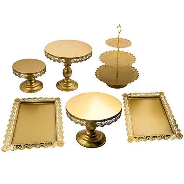 Imagem de Suporte de bolo, suporte de cupcake para torre de sobremesa, exibição de festa de casamento, 6 peças (dourado) (dourado 2)
