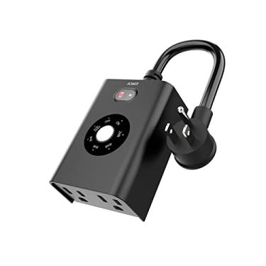 Imagem de New One Temporizador de sensor externo para luzes, crepúsculo ao amanhecer, à prova d'água com 2 tomadas aterradas, contagem regressiva à prova de intempéries 7 modos para jardim, pátio e férias em