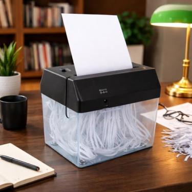 Imagem de Fragmentadora de Papel Automática Portátil USB Bivolt para Mesa – Mini Triturador Cortador Picador de Folhas Documentos Escritorio Casa