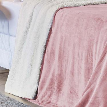 Imagem de Cobertor Casa Scarpa Fênix King Sherpa Pele de Carneiro + Mantinha Flannel - Rosa