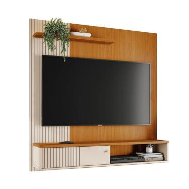 Imagem de Painel Bancada Suspensa Para Tv 60 Polegadas Aurora - 7 Decor Cinamomo E Off White