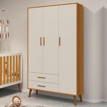 Imagem de Guarda Roupa Infantil Isis 3 Portas E 2 Gavetas Areia Savana - Reller Móveis Areia Savana