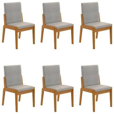 Imagem de Conjunto de 6 Cadeiras Sinfonia com Estofado em Linho - Loja DoceLar, 