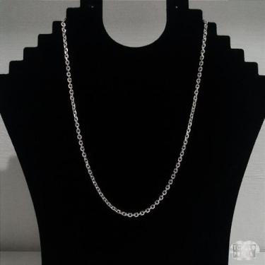 Imagem de Corrente Italiana Masculina Cadeado Prata 925 5mm e 70cm Prata Maciça 