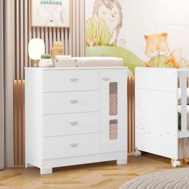 Imagem de Cômoda para Quarto de Bebê em Mdf Katatau Branco Fosco