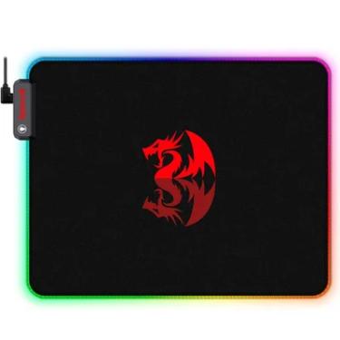 Imagem de Mousepad Gamer Redragon Pluto, Com LED RGB, Ajuste de Iluminação, Dobrável, 33X26Cm, Grande, Preto  - P026